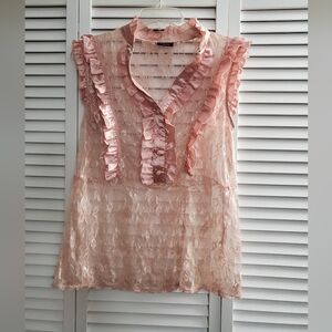 RUE 21 Elegant Pink Ruffled Lace Top Size M